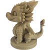 Baby Dragon on Block Figurine – Whimsical Wood-Style Sculpture with Playful Pose & Base Platform – Fantasy Desk or Shelf Collectible – 3D Printed in Canada — 3D Printed Collectible by 3DCentral