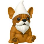 French Bulldog Gnome Figurine – Whimsical Dog-Themed Collectible with White Hat and Beard – Cute Pet Decor for Dog Lovers and Gnome Fans