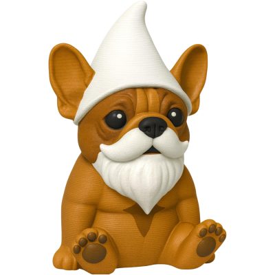 French Bulldog Gnome Figurine – Whimsical Dog-Themed Collectible with White Hat and Beard – Cute Pet Decor for Dog Lovers and Gnome Fans – 3D Printed in Canada — 3D Printed Collectible by 3DCentral