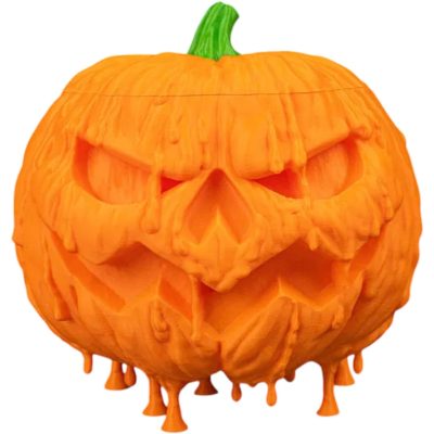 Melted Treatkeeper Halloween Candy Holder – Creepy Melting Pumpkin Jar with Lid for Trick-or-Treat Sweets & Spooky Party Snacks – Horror Jack-o'-Lantern Storage Bowl – 3D Printed in Canada — 3D Printed Collectible by 3DCentral