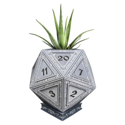 Ornate Fantasy D20 Planter – Intricate Dice Succulent Pot for Desk or Shelf – 3D Printed in Canada — 3D Printed Collectible by 3DCentral