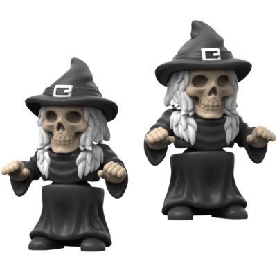 Skeleton Witch Figurine – Poseable Halloween Collectible with Skull Face, Witch Hat & Cloak – Spooky Shelf or Desk Display Figure – 3D Printed in Canada — 3D Printed Collectible by 3DCentral