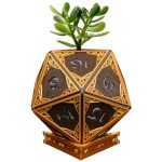 Elven D20 Dice Planter – Fantasy Tabletop Succulent Pot for Desk or Shelf