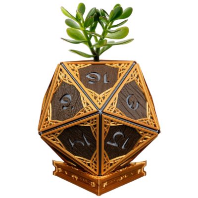Elven D20 Dice Planter – Fantasy Tabletop Succulent Pot for Desk or Shelf – 3D Printed in Canada — 3D Printed Collectible by 3DCentral