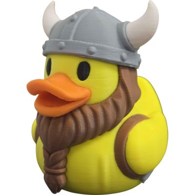 Braided Beard Viking Duck Figurine – Nordic Rubber Duck with & Horned Helmet Viking Decor, Funny Collectible Display for Desk, Bath, or Shelf – 3D Printed in Canada — 3D Printed Collectible by 3DCentral
