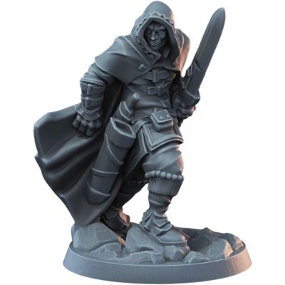 Male Rogue Miniature for Fantasy TTRPGs – 32mm Thief Model for Tabletop Roleplaying and Miniature Painting – 3D Printed in Canada — 3D Printed Collectible by 3DCentral