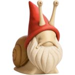 Snail Gnome Figurine with Beard and Red Hat – Whimsical Garden Decor, Shelf Display or Fantasy Gift