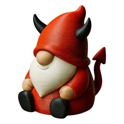 Devil Gnome Figurine – Mischievous Red Horned Gnome with Tail for Shelf, Desk, or Tiered Tray Décor – 3D Printed in Canada — 3D Printed Collectible by 3DCentral