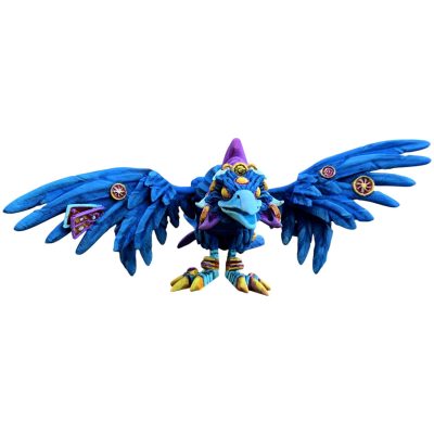 Articulated Fortune Teller Raven Figurine – Mystical Blue Crow with Full Wing Spread, Celestial Accents & Poseable Joints – 3D Printed in Canada — 3D Printed Collectible by 3DCentral