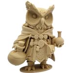 Owl Alchemist Figurine with Cloak & Potion Bottles