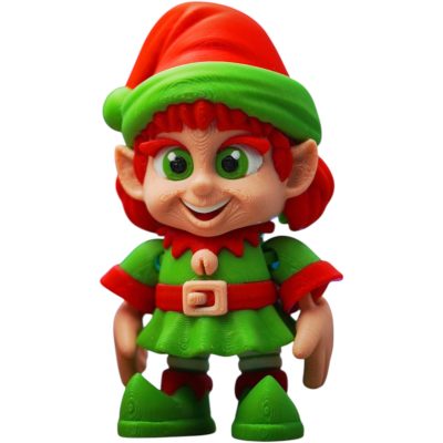 Cute Christmas Elf Figurine – Holiday Shelf Decoration & Posable Collectible for Teens & Adults – Print-in-Place, No Supports Needed – 3D Printed in Canada — 3D Printed Collectible by 3DCentral