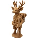 Reindeer Trekker Figurine with Antlers and Hiking Gear