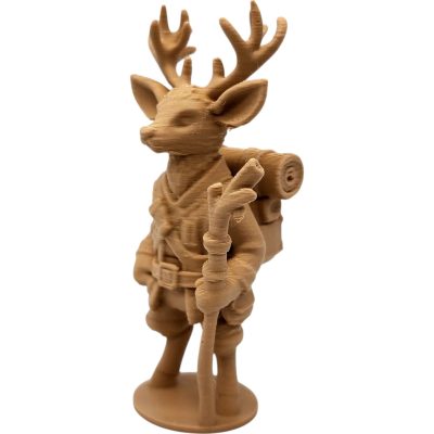 Reindeer Trekker Figurine with Antlers and Hiking Gear – Wood-Style 3D Printed Fantasy Forest Explorer Statue – 3D Printed in Canada — 3D Printed Collectible by 3DCentral