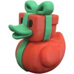Wrapped Gift Box Duck Figurine – Festive 3D Printed Duck Sculpture with Present Head & Bow – Unique Desk Ornament, Christmas Decor, Collectible Display Piece