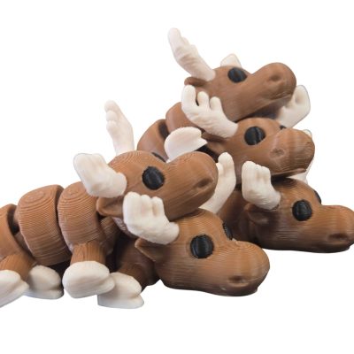 5-Pack Moose Settle Rest & Nest Figurines – Cute 2" Collectible Desk Décor & Fidget Companions for Stress Relief – 3D Printed in Canada — 3D Printed Collectible by 3DCentral