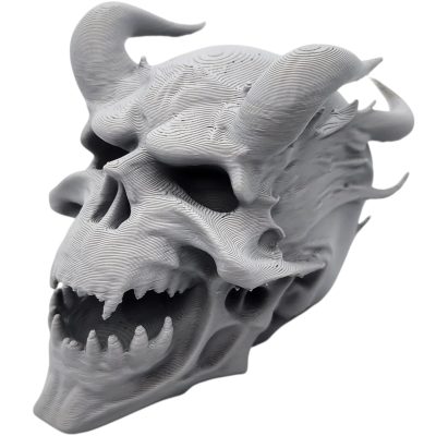 Screaming Demon Skull of Fire – Horned Fantasy Skull Prop for Gothic Decor, Tabletop RPGs, Horror Dioramas & Halloween Displays – 3D Printed in Canada — 3D Printed Collectible by 3DCentral