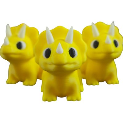Mini Triceratops Figurines Pack of 3 | Cute Yellow Dinosaur Models for Desk Décor, Collecting & Painting – 3D Printed in Canada — 3D Printed Collectible by 3DCentral
