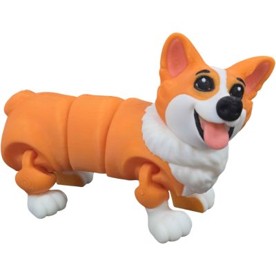 Articulated Cute Corgi Dog Figure – Print-in-Place Fidget Pet with Movable Joints – Posable Desk Companion for Stress Relief & Collectors – 3D Printed in Canada — 3D Printed Collectible by 3DCentral