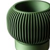 Modern Green Planter Pot with Vertical Ribbed Texture & Matching Base – Sculptural Indoor Container for Succulents & Houseplants – 3D Printed in Canada — 3D Printed Collectible by 3DCentral