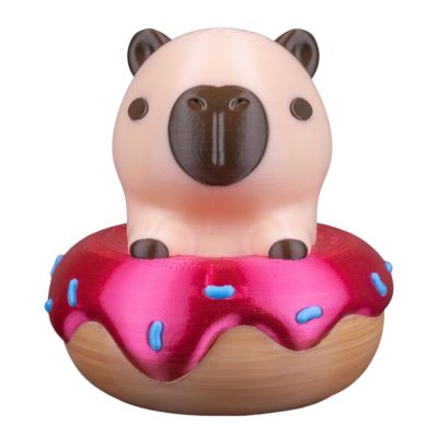 Donut Disturb Capy Figurine – Sweet Desk Decoration – Capybara in Donut Float Collectible – 3D Printed in Canada — 3D Printed Collectible by 3DCentral