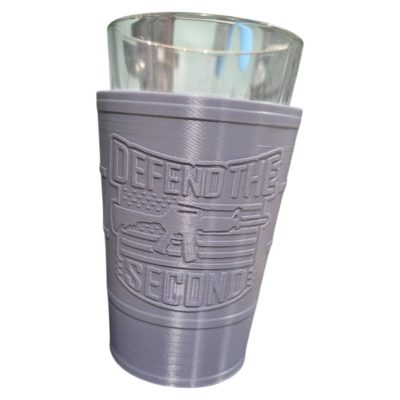 “Defend the Second” Pint Glass Holder Sleeve – Patriotic 2A Drinkware Accessory with Raised Design – 3D Printed in Canada — 3D Printed Collectible by 3DCentral