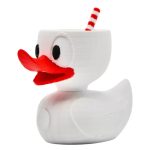 Cuphead Duck Drink Holder – Whimsical 3D Printed Duck Cup with Red Straw for Desk, Bar, or Display – Collectible Novelty Cup Sculpture