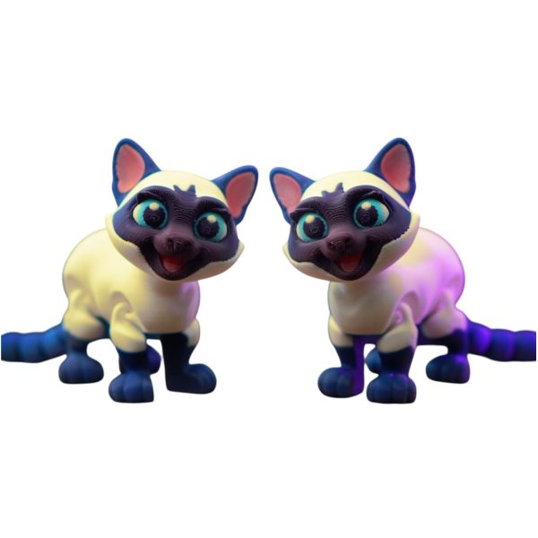 Siamese Kitten Figurines (Pack of 2) – Articulated Collectible Cat Companions for Display, Painting, or Desk Décor – 3D Printed in Canada — 3D Printed Collectible by 3DCentral
