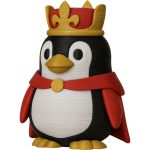 Royal Penguin Figurine with Crown and Cape