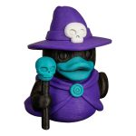 Necromancer Duck Figurine – Gothic Sorcerer Duck Decor with Skull Staff and Wizard Hat – Witchy Collectible Desk Toy for Teens and Adults