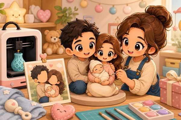 Cartoon-kawaii-featured-image-for-3DCentral-article-custom-family-new-baby-keepsake-figurines-from-photo