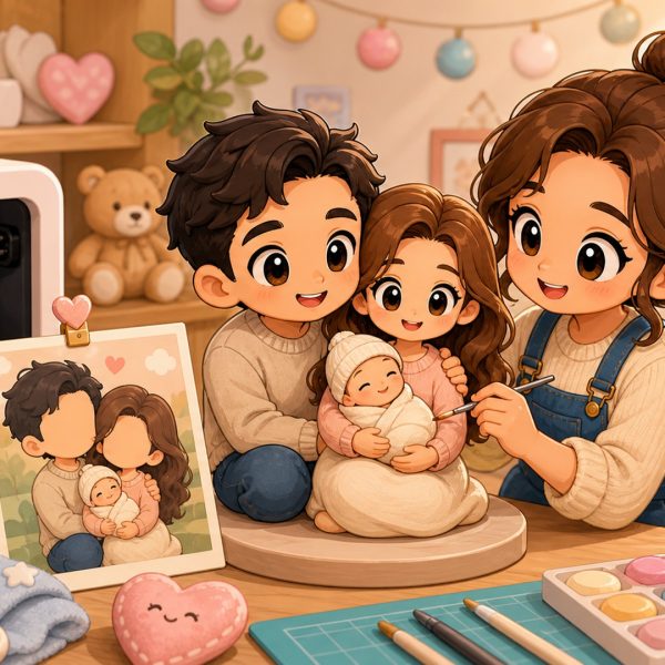 Cartoon-kawaii-featured-image-for-3DCentral-article-custom-family-new-baby-keepsake-figurines-from-photo