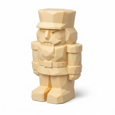 Wood Carved-Like Nutcracker Figurine - Unique Desk Decor for Adults – 3D Printed in Canada - 3D Printed in Canada (White Oak)