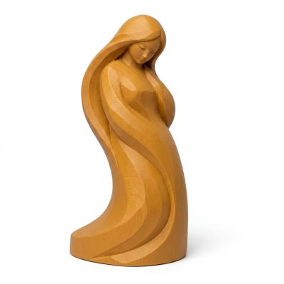 Wood Carved-Like Natural Curve Figurine in Ochre Yellow Finish - 3D Printed in Canada (Ochre Yellow)