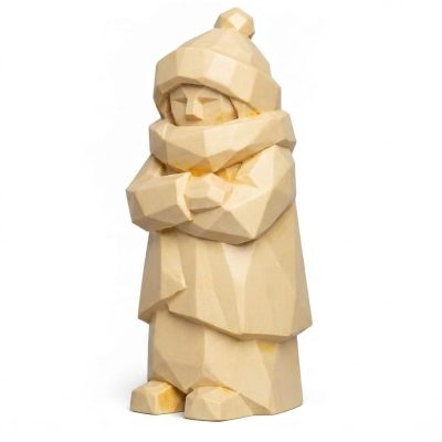 Wood Carved-Like Silent Snow Figurine in White Oak Finish - 3D Printed in Canada (White Oak)