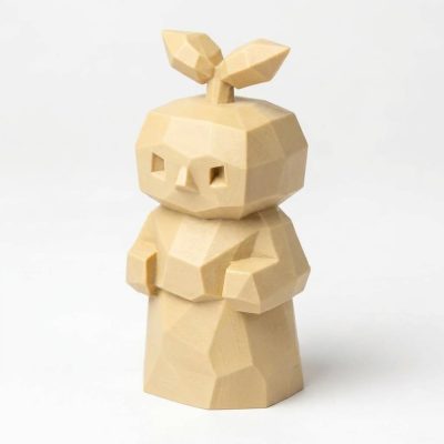 Wood Carved-Like Sprout Figurine in White Oak Finish - 3D Printed in Canada (White Oak)