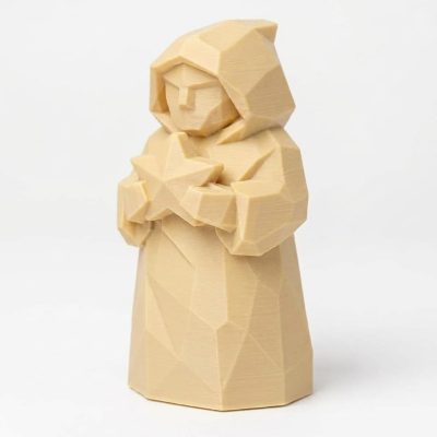Wood Carved-Like Star Keeper Collectible Figurine in White Oak Finish - 3D Printed in Canada (White Oak)