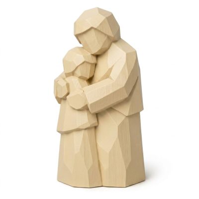 Wood Carved-Like Protective Embrace Figurine in White Oak Finish - 3D Printed in Canada (White Oak)