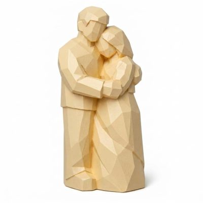 Enduring Love Wood Carved Figurine in White Oak Finish - 3D Printed in Canada (White Oak)