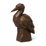 Wood Carved-Like Crane Figurine - Unique Desk Decor for Adults – 3D Printed in Canada - 3D Printed in Canada (Black Walnut)