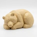 Wood Carved-Like Sleeping Bear Figurine in White Oak Finish - 3D Printed in Canada (White Oak)
