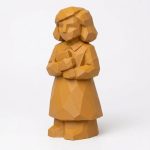Wood Carved-Like Anne Frank Figurine - Unique Desk Decor for Adults – 3D Printed in Canada - 3D Printed in Canada (Ochre Yellow)