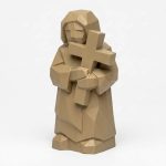Wood Carved-Like Easter Cross Figurine - Unique Desk Decor for Adults 3D Printed in Canada - 3D Printed in Canada (Classic Birch)