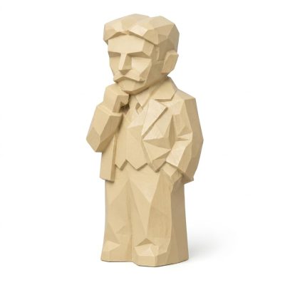 Wood Carved-Like Nikola Figurine in White Oak Finish - 3D Printed in Canada (White Oak)