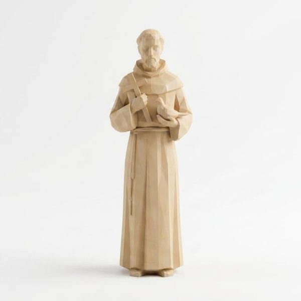 Wood Carved Cross And Dove Figurine