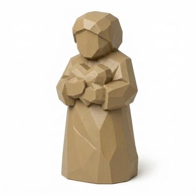 Wood Carved Heart Embrace Collectible Figurine - Unique Desk Decor for Adults 3D Printed in Canada - 3D Printed in Canada (Classic Birch)
