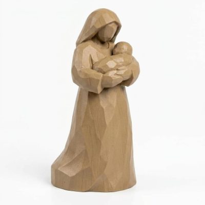 Wood Carved-Like Holding Figurine - Unique Desk Decor for Adults 3D Printed in Canada - 3D Printed in Canada (Classic Birch)