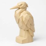 Wood Carved-Like Heron Figurine - Unique Desk Decor for Adults – 3D Printed in Canada - 3D Printed in Canada (White Oak)