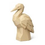 Wood Carved-Like Crane Figurine - Unique Desk Decor for Adults – 3D Printed in Canada - 3D Printed in Canada (White Oak)