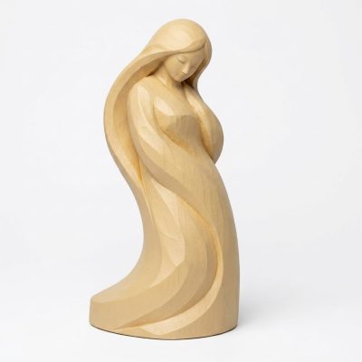 Wood Carved-Like Natural Curve Figurine in White Oak Finish - 3D Printed in Canada (White Oak)