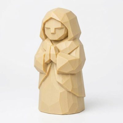 Wood-Carved-Like Peaceful Spirit Figurine in White Oak Finish - 3D Printed in Canada (White Oak)